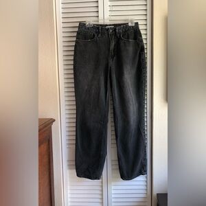 Good American Distressed Straight Leg Jeans GNDU999BT BLACK250 - Size 6 / 28